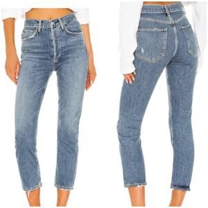 AGOLDE NWT Riley High Rise Straight Crop Jeans Size 32 Button Fly Organic Cotton